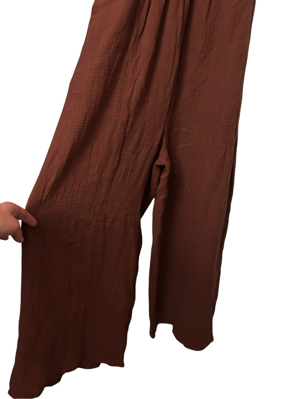 Blue Velvet Smocked Wide Leg Jumpsuit Reddish Brown Size Medium Cotton - Picture 4 of 6